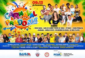 Secretaria de Turismo de Prado divulga programação do Carnaval 2018