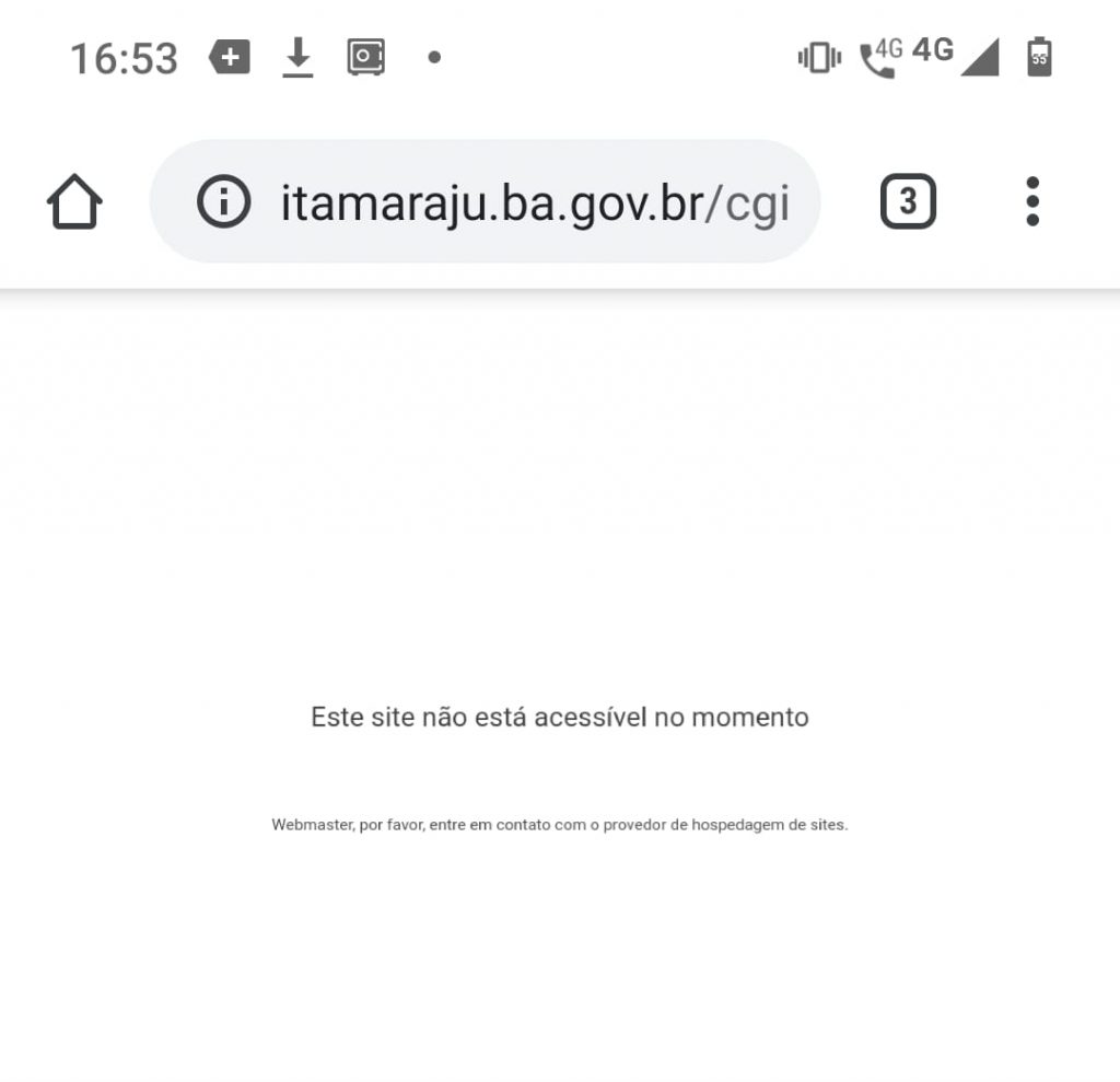Portal da transparência da Prefeitura de Itamaraju deixa de funcionar