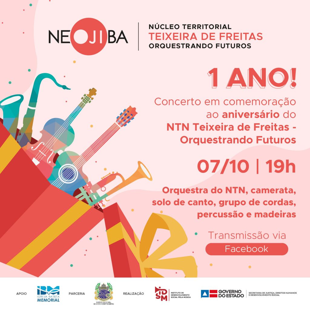 Teixeira: Núcleo territorial do NEOJIBA realizará Concerto Online no seu primeiro aniversário