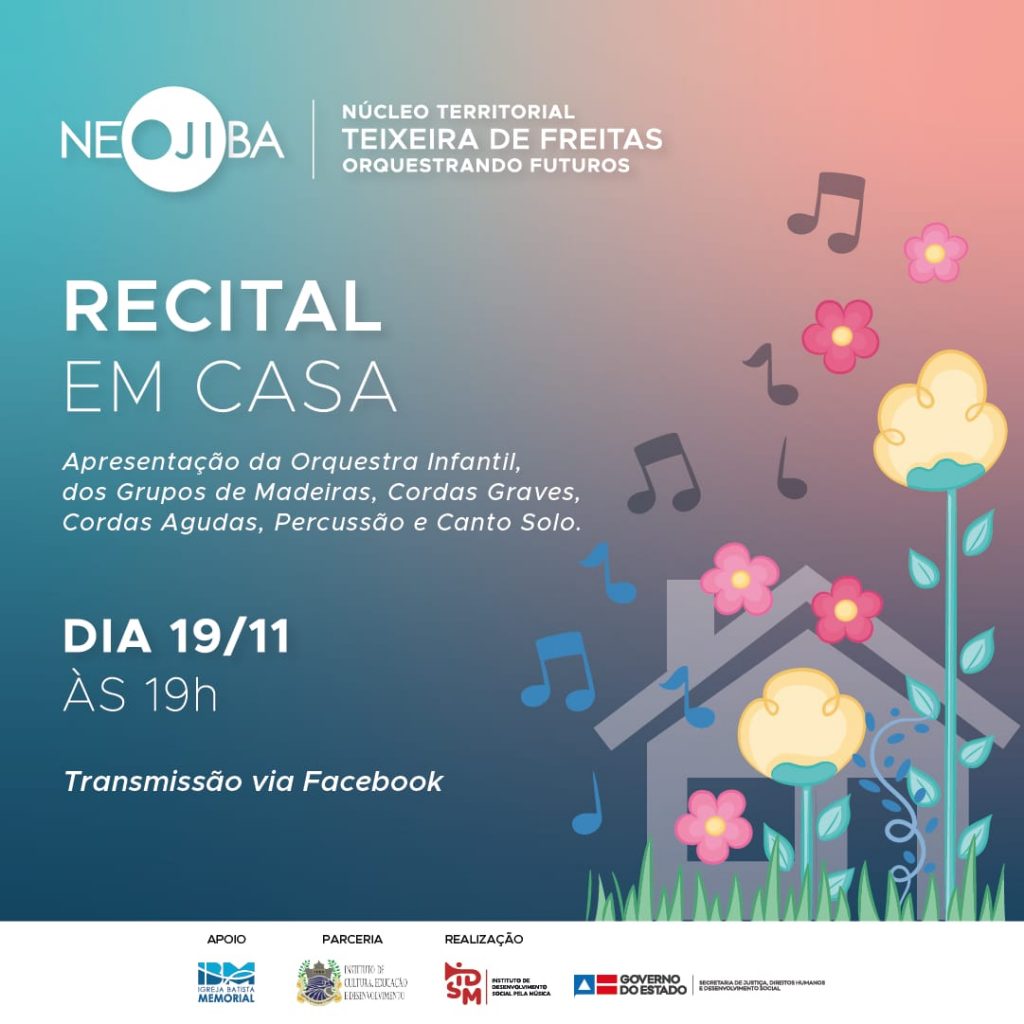 Teixeira: Núcleo Territorial NEOJIBA realizará a segunda edição do seu “Recital Em Casa”