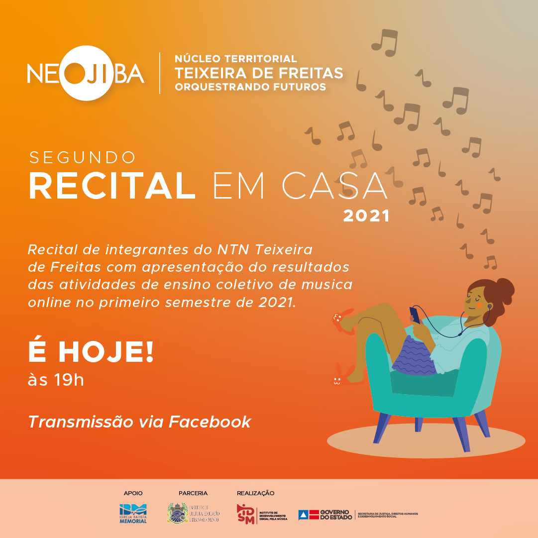 Núcleo Territorial NEOJIBA Teixeira de Freitas realizará hoje mais um "Recital em Casa"
