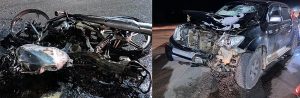 Teixeira: Mulher morre e moto pega fogo após batida com caminhonete na BA-290