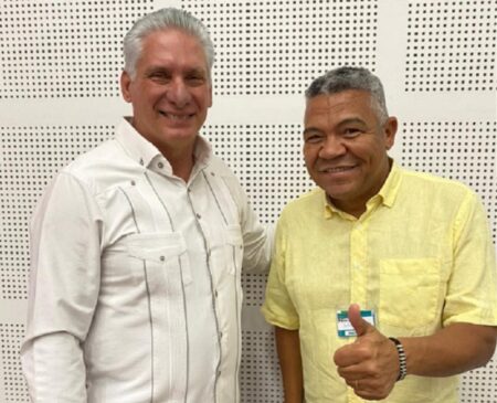 Em Cuba, Valmir Assunção se encontra com presidente Miguel Díaz-Canel em seminário contra o bloqueio econômico