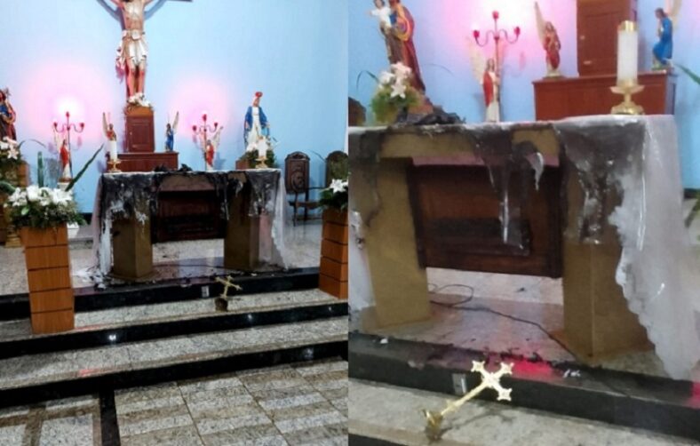 Mucuri: Homem é baleado após atear fogo em altar de igreja católica e ameaçar policiais