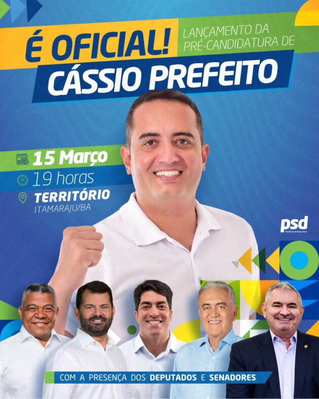 Lançamento de pré-candidatura de Cassio Cocobongo terá dois senadores e três deputados